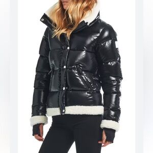 SAM. Gigi Lamb Shearling Trimmed Goose Down Feather filled Puffer Jacket Size XS